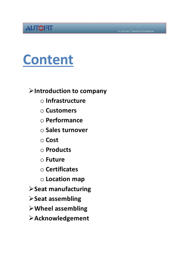 Autofit pvt ltd report | DOCX