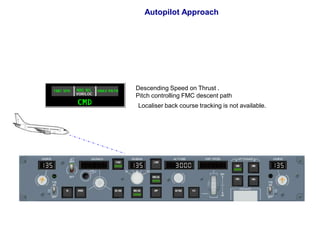 Autopilot Approach




Descending Speed on Thrust .
Pitch controlling FMC descent path
Localiser back course tracking is n...