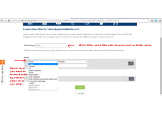 Autoforward mails to specific folder in webmail