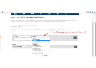 Autoforward mails to specific folder in webmail