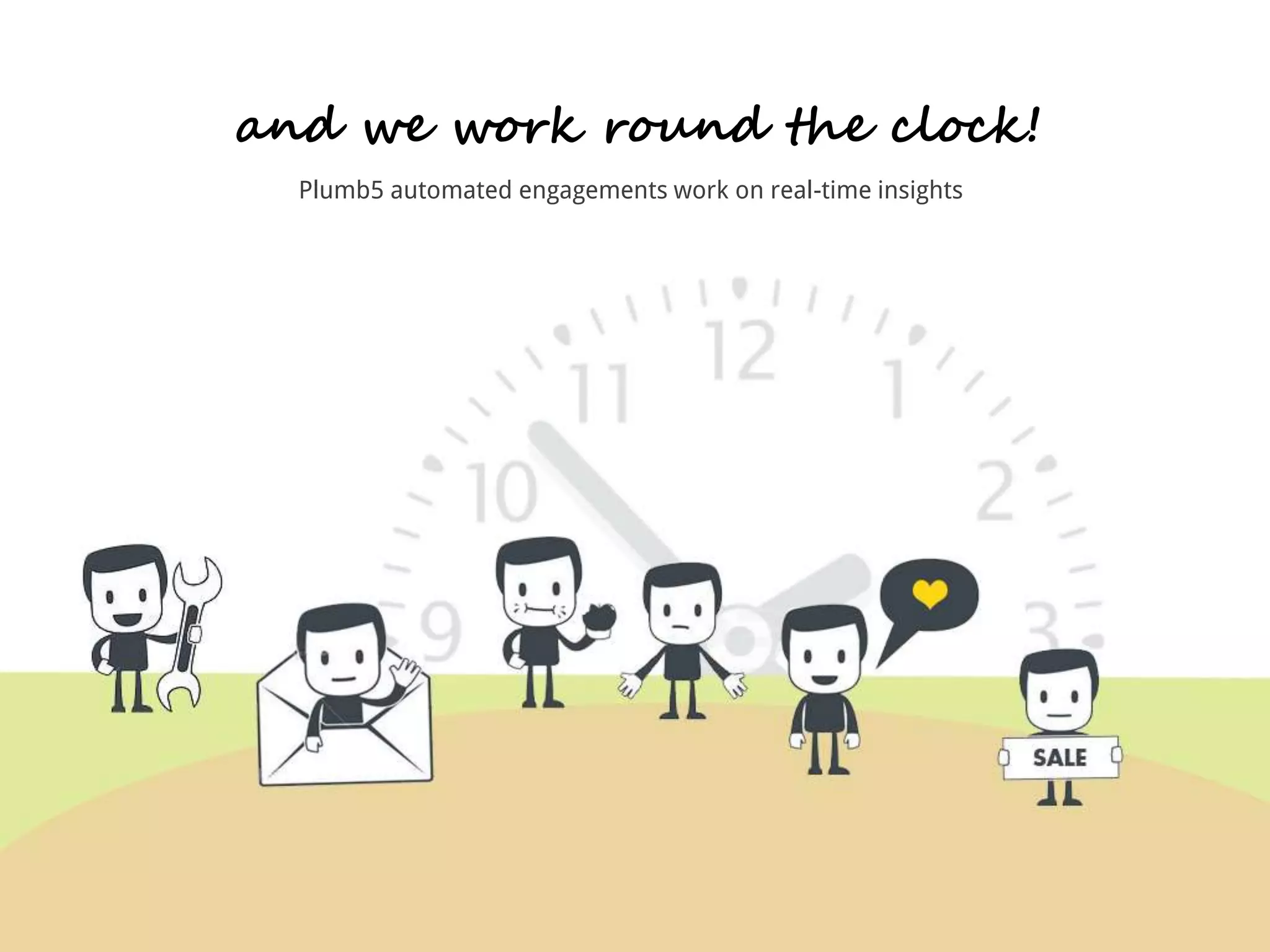 and we work round the clock! 
Plumb5 automated engagements work on real-time insights 
 