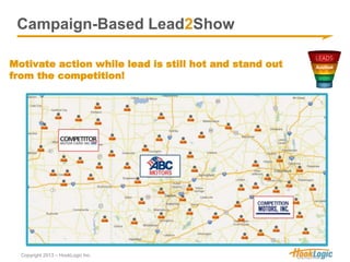 Campaign-Based Lead2Show 
Motivate action while lead is still hot and stand out 
from the competition! 
Copyright 2013 – H...