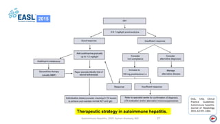 Autoimmune Hepatitis, 2020. Ayman Alsebaey, MD 27
EASL. EASL Clinical
Practice Guidelines:
Autoimmune hepatitis.
Journal of Hepatology
2015; 63:971-1004.
2015
Therapeutic strategy in autoimmune hepatitis.
 