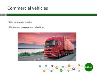13
Commercial vehicles
• Light commercial vehicles
• Medium and heavy commercial vehicles.
 