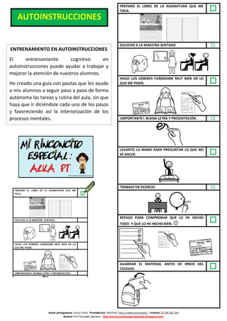Autor pictogramas: Sergio Palao Procedencia: ARASAAC http://catedu.es/arasaac/ Licencia: CC (BY-NC-SA)
Autora: Puri Gonzál...