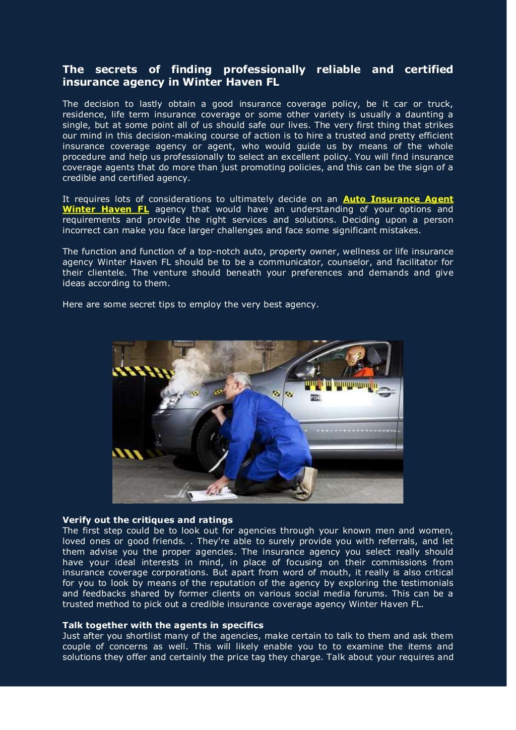 Auto insurance agent winter haven fl