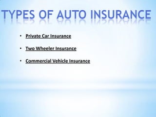 • Private Car Insurance

• Two Wheeler Insurance

• Commercial Vehicle Insurance
 