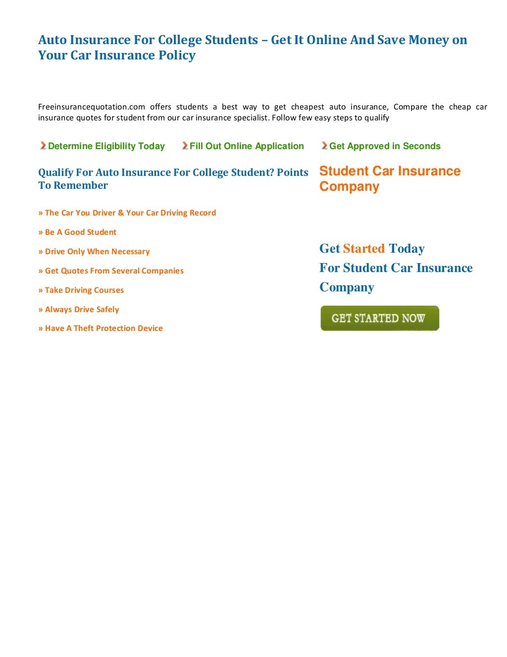 Auto Insurance For College Students Get It Online And Save Money on