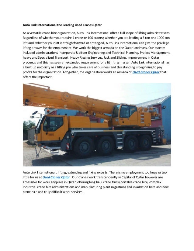 Auto Link International The Leading Used Cranes Qatar Auto Link International The Leading Used Cranes Qatar