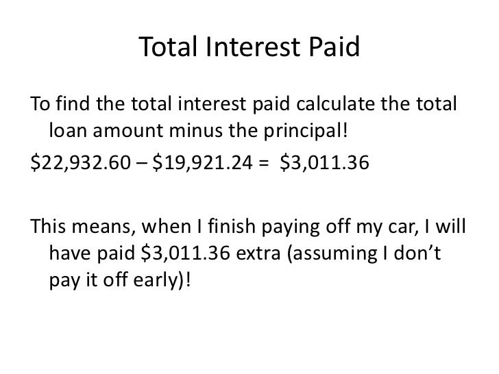 how to calculate total interest paid on a loan formula