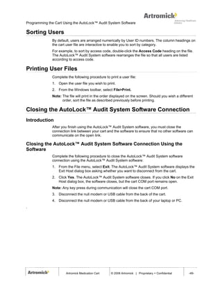 Artromick Auto Lock Manual for Hospital Computing Solutions | PDF