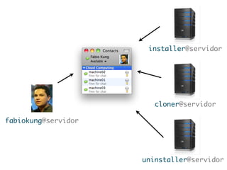 installer@servidor




                        cloner@servidor

fabiokung@servidor




                     uninstaller@servidor
 