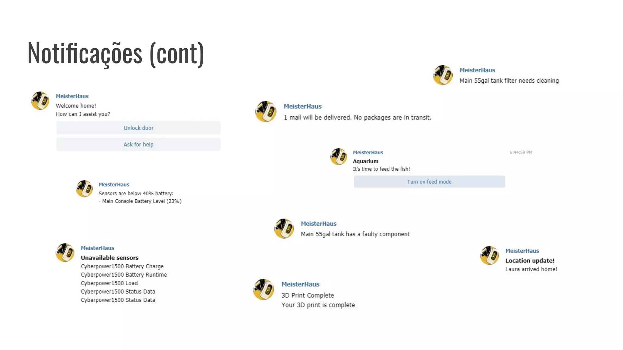 Notiﬁcações (cont)
 