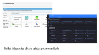 Muitas integrações oﬁciais criadas pela comunidade
 