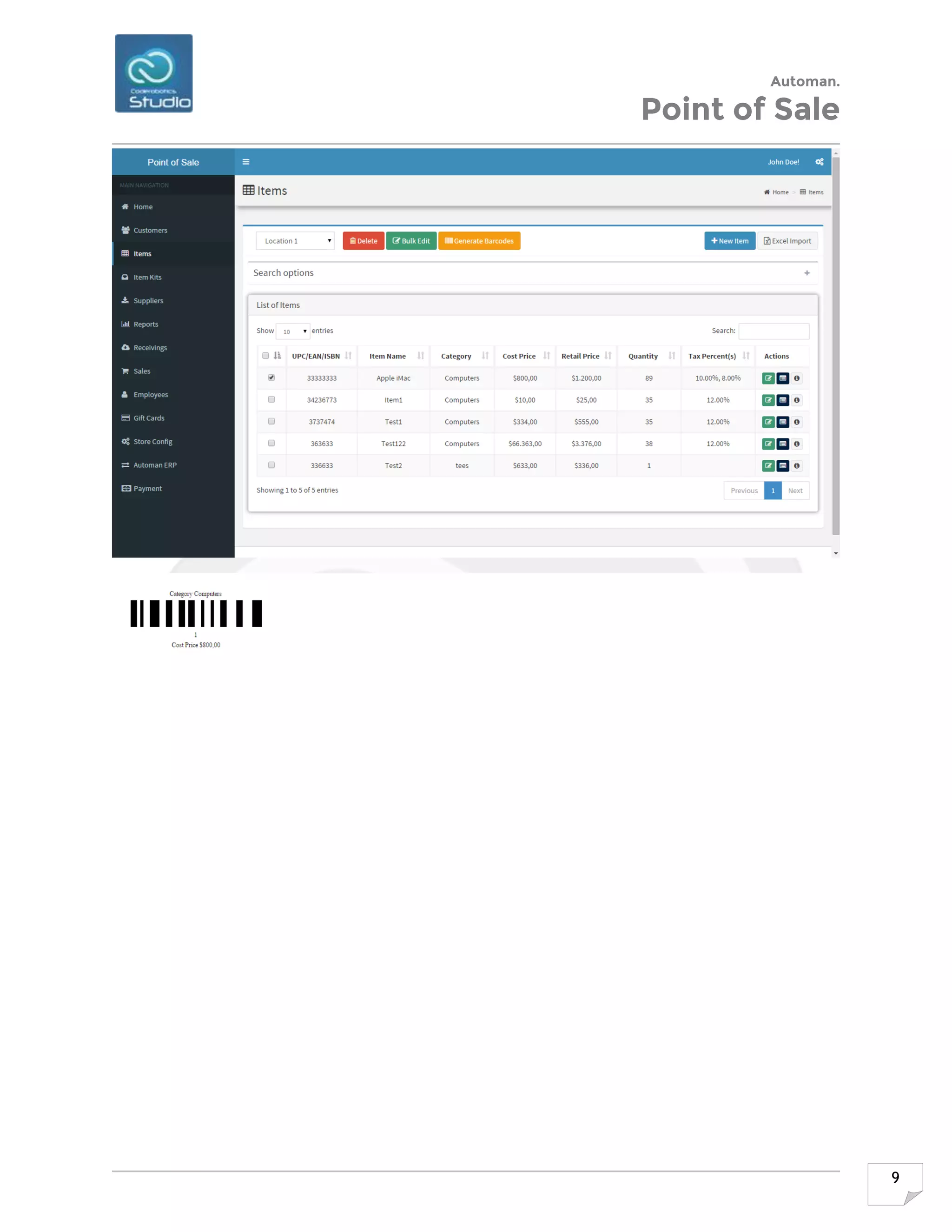 Automan.
Point of Sale
9
 