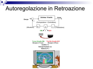 Autoregolazione in Retroazione
(Trasduttore)(Attuatore)
(Comparatore + Controllore)
 