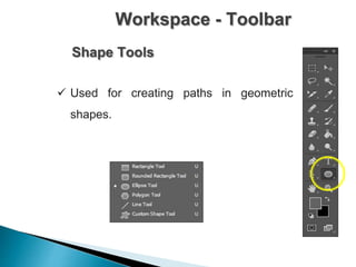 Workspace - Toolbar
Shape Tools
 