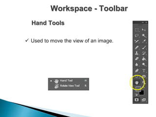 Workspace - Toolbar
Hand Tools
 