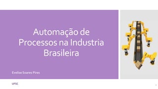 Automação de
Processos na Industria
Brasileira
Evelise Soares Pires
UFSC 1
 