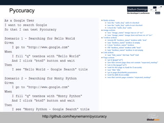 Globalcode – Open4education
Pyccuracy
http://github.com/heynemann/pyccuracy
 