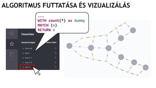 ALGORITMUS FUTTATÁSA ÉS VIZUALIZÁLÁS
...
WITH count(*) as dummy
MATCH (n)
RETURN n
 