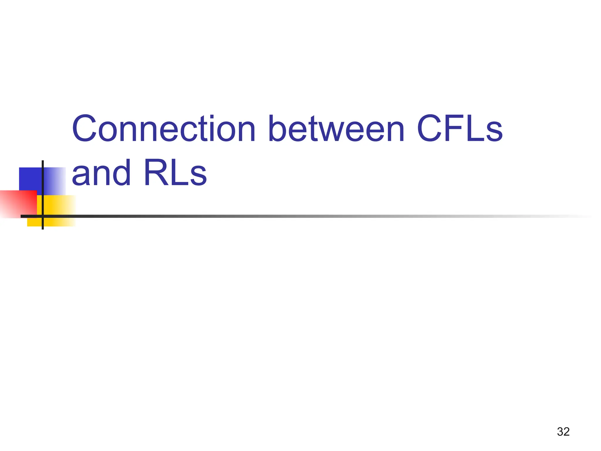 Connection between CFLs
and RLs
32
 