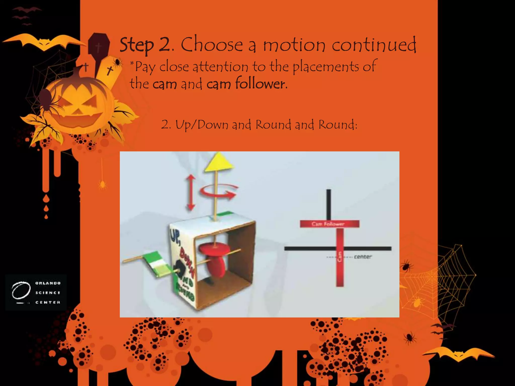 Step 2. Choose a motion continued
2. Up/Down and Round and Round:
*Pay close attention to the placements of
the cam and cam follower.
 