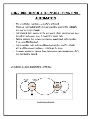 CONSTRUCTION OF A TURNSTILE USING FINITE AUTOMATA | PDF
