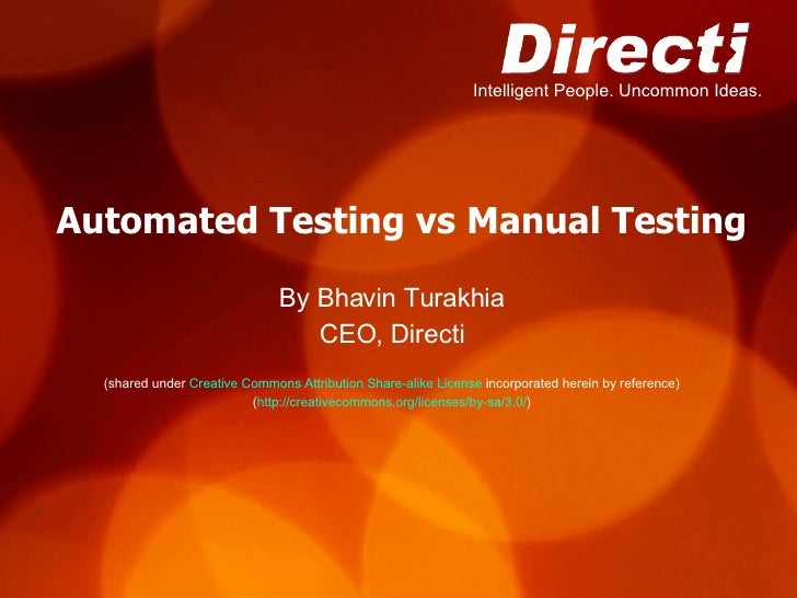 Automated testing vs manual testing