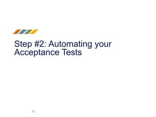 Step #2: Automating your
Acceptance Tests
29
 