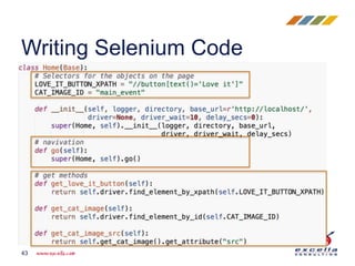 Writing Selenium Code
43
 