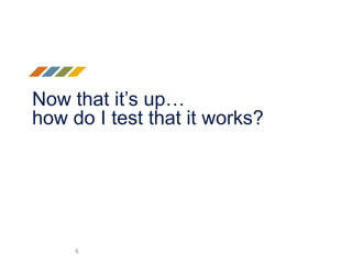 Now that it’s up…
how do I test that it works?
6
 