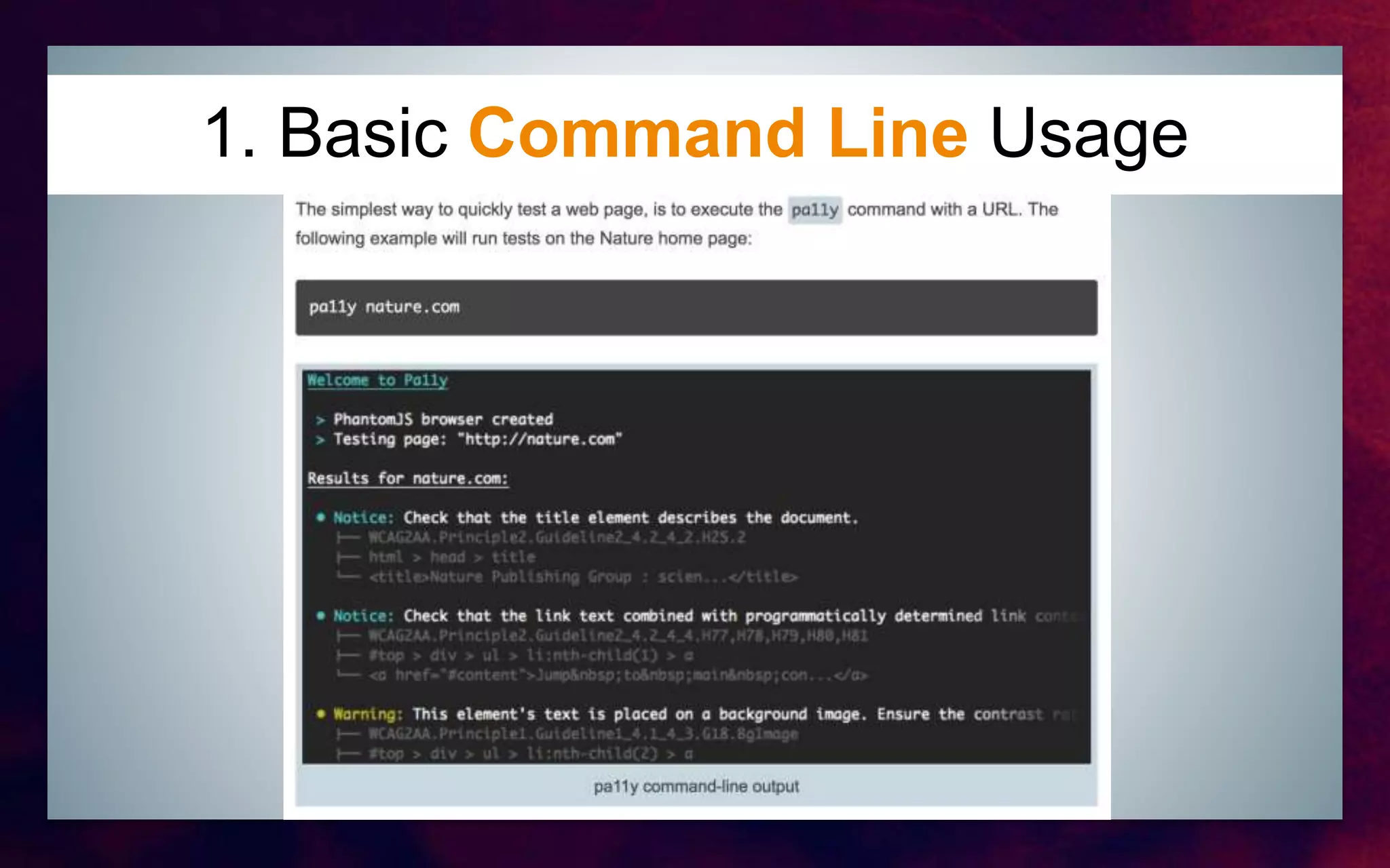 1. Basic Command Line Usage
 