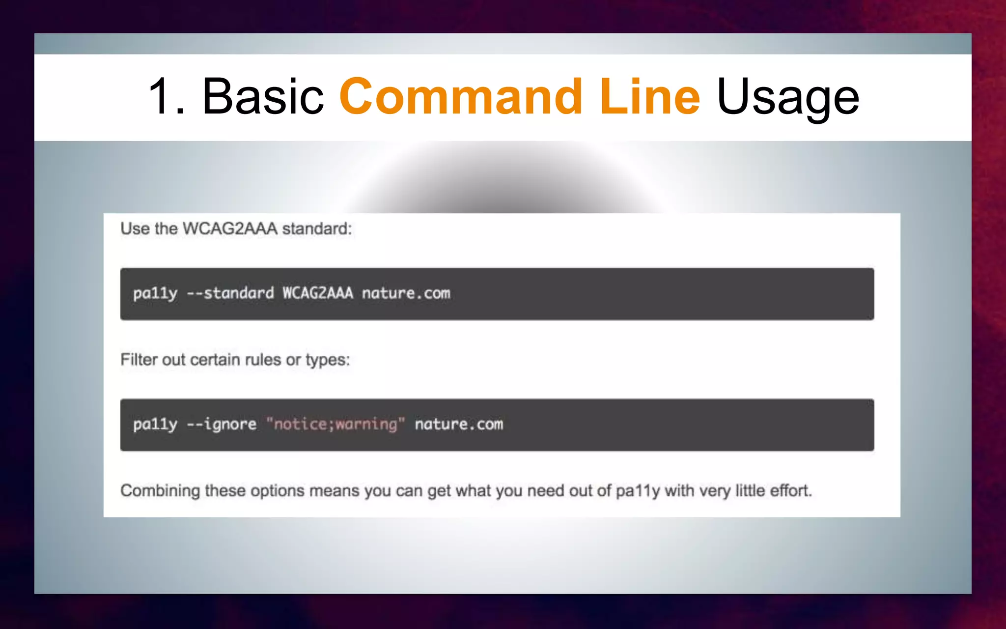 1. Basic Command Line Usage
 