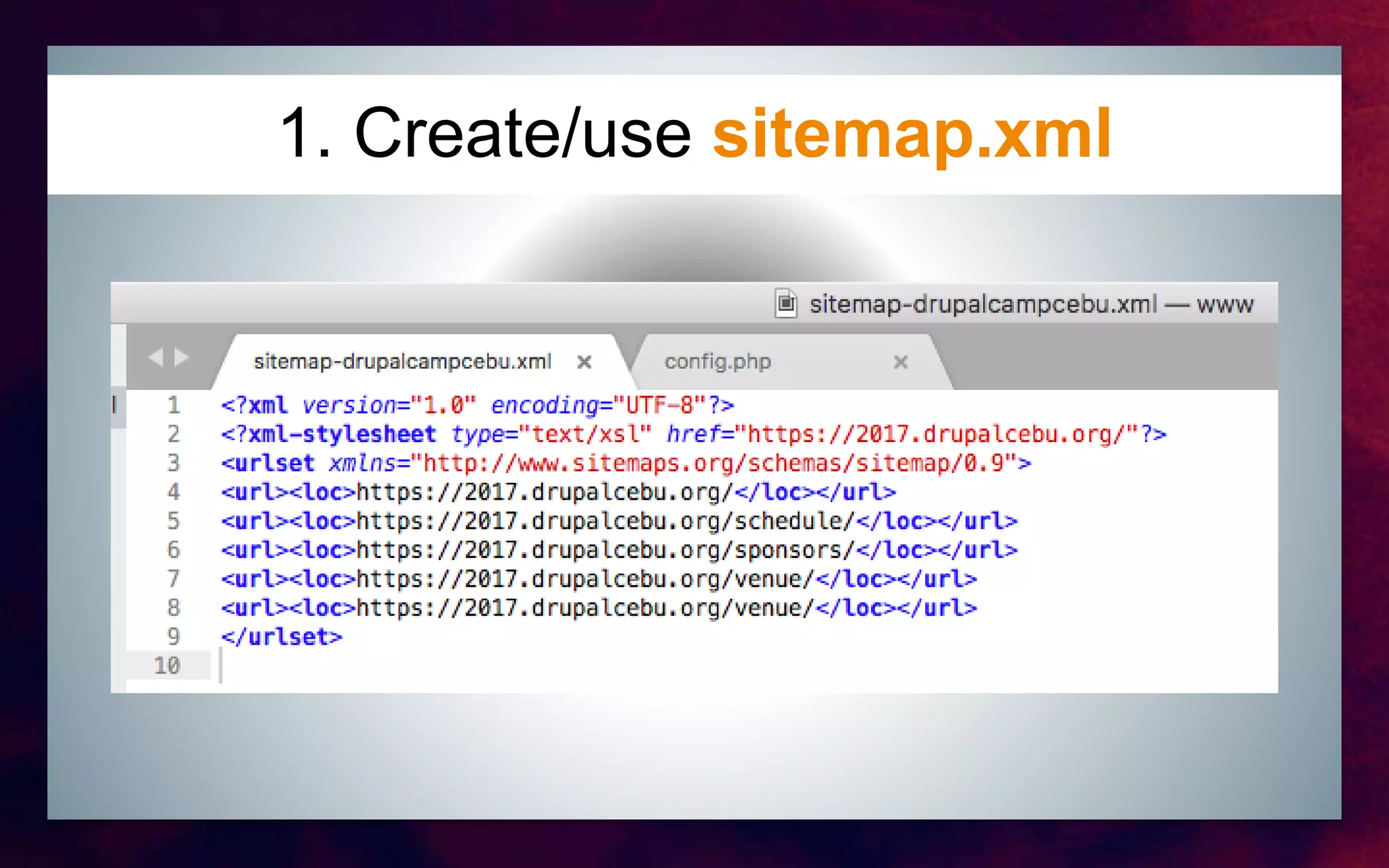1. Create/use sitemap.xml
 