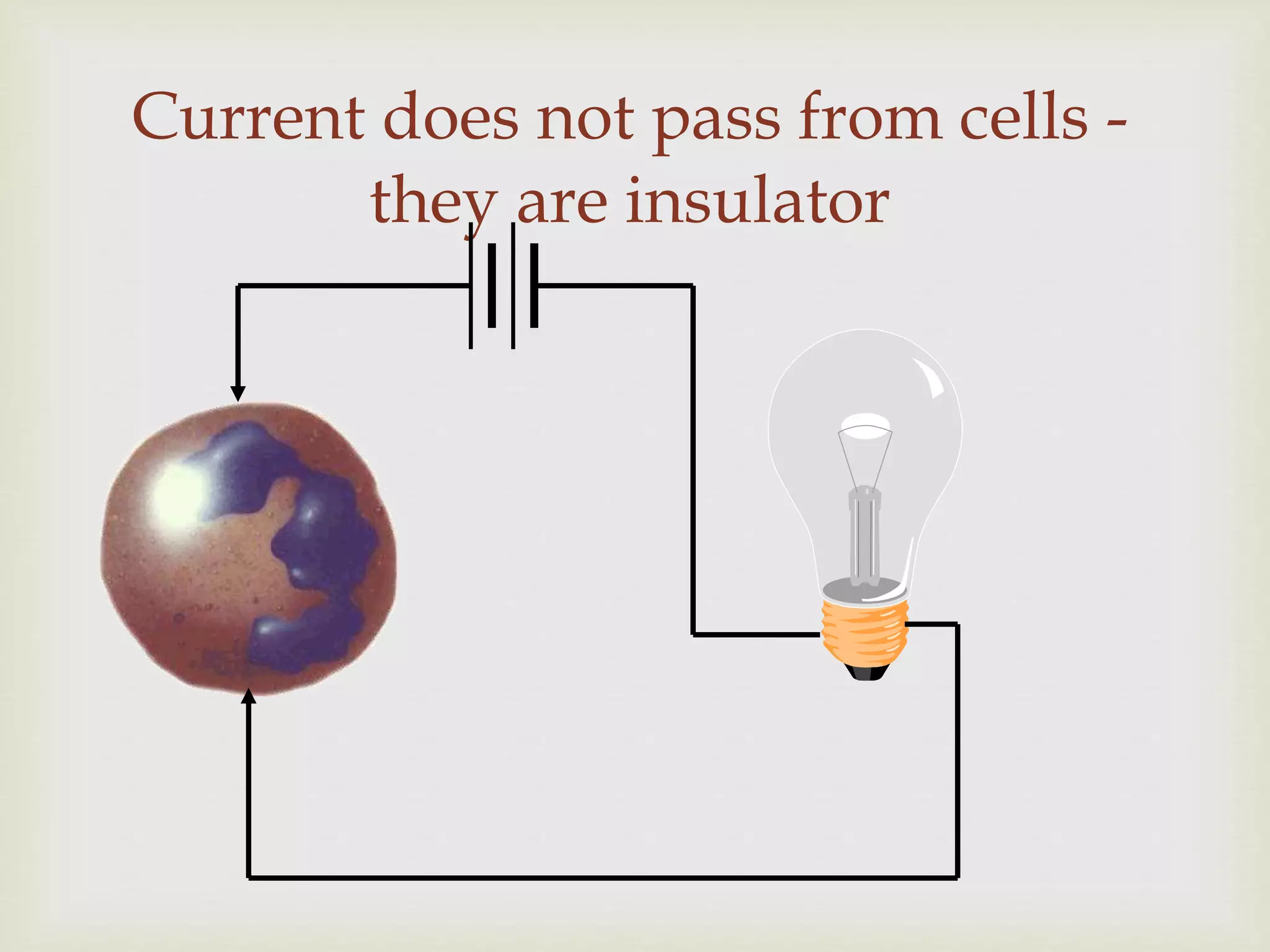 Current does not pass from cells -
they are insulator
 
