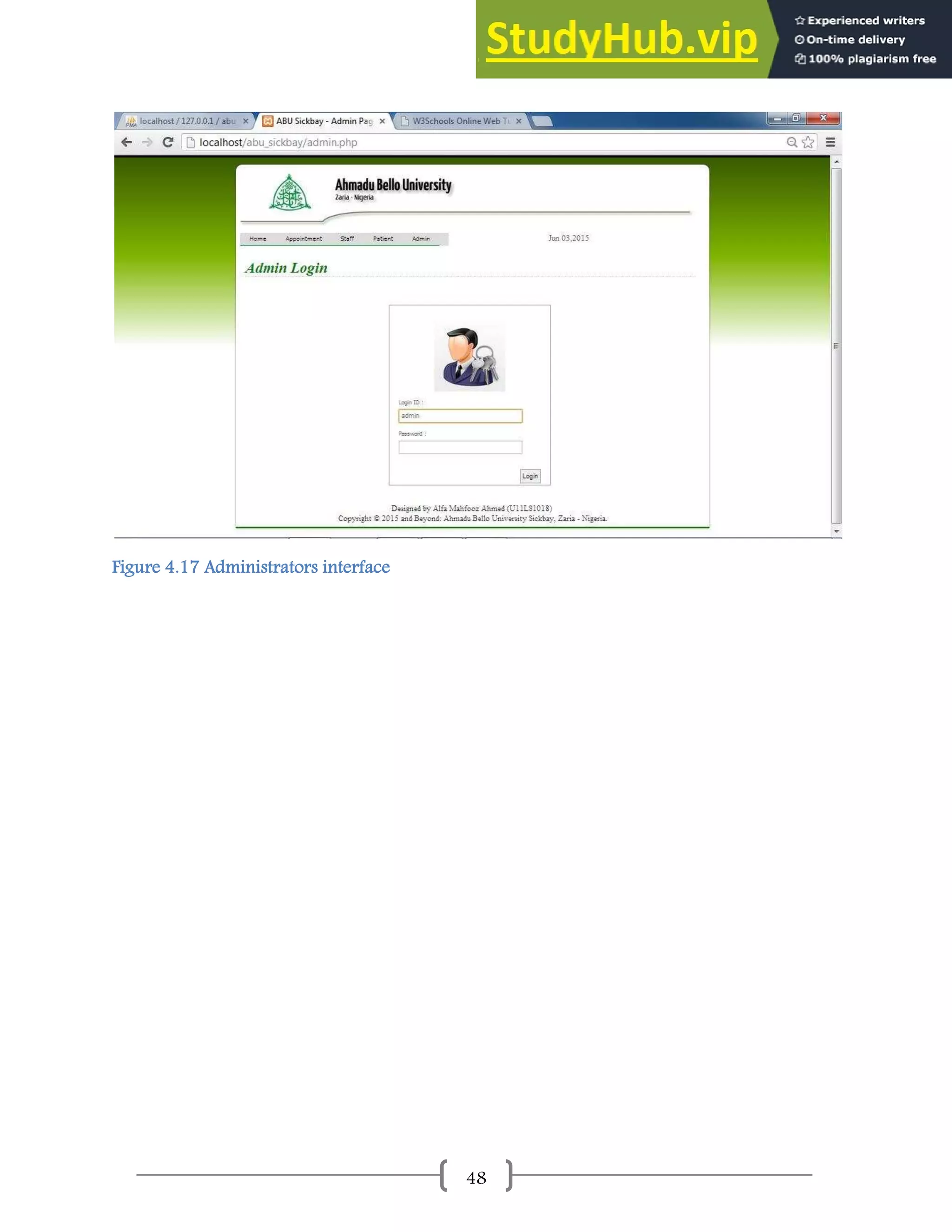 48
Figure 4.17 Administrators interface
 