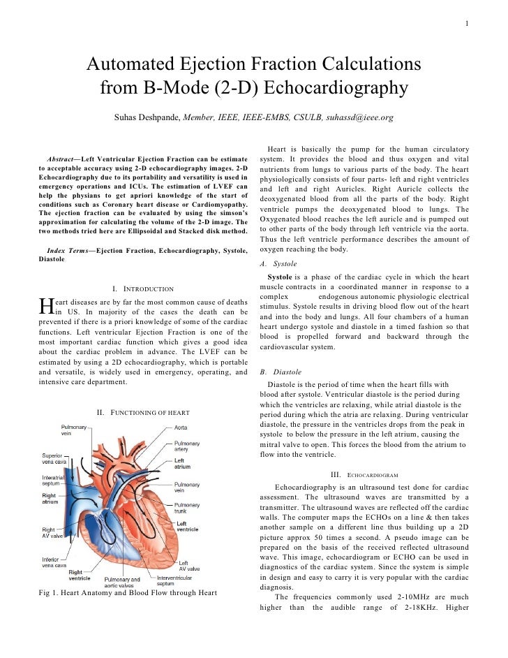 Ejection Fraction 2 D Echocardiography