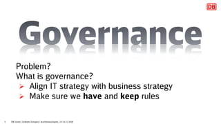 Problem?
What is governance?
Ø Align IT strategy with business strategy
Ø Make sure we have and keep rules
DB Systel | Sch...