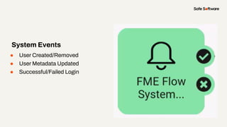 ● User Created/Removed
● User Metadata Updated
● Successful/Failed Login
System Events
 