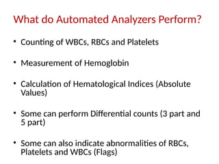 Washed Rbcs Automated automated hematology analyser for labora | PPTX
