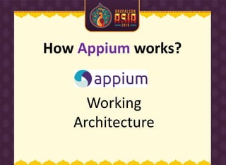 Working
Architecture
How Appium works?
 