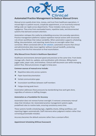 Automated Practice Management to Reduce Manual Errors | PDF