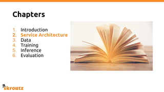 Chapters
1. Introduction
2. Service Architecture
3. Data
4. Training
5. Inference
6. Evaluation
 