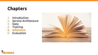 Chapters
1. Introduction
2. Service Architecture
3. Data
4. Training
5. Inference
6. Evaluation
 