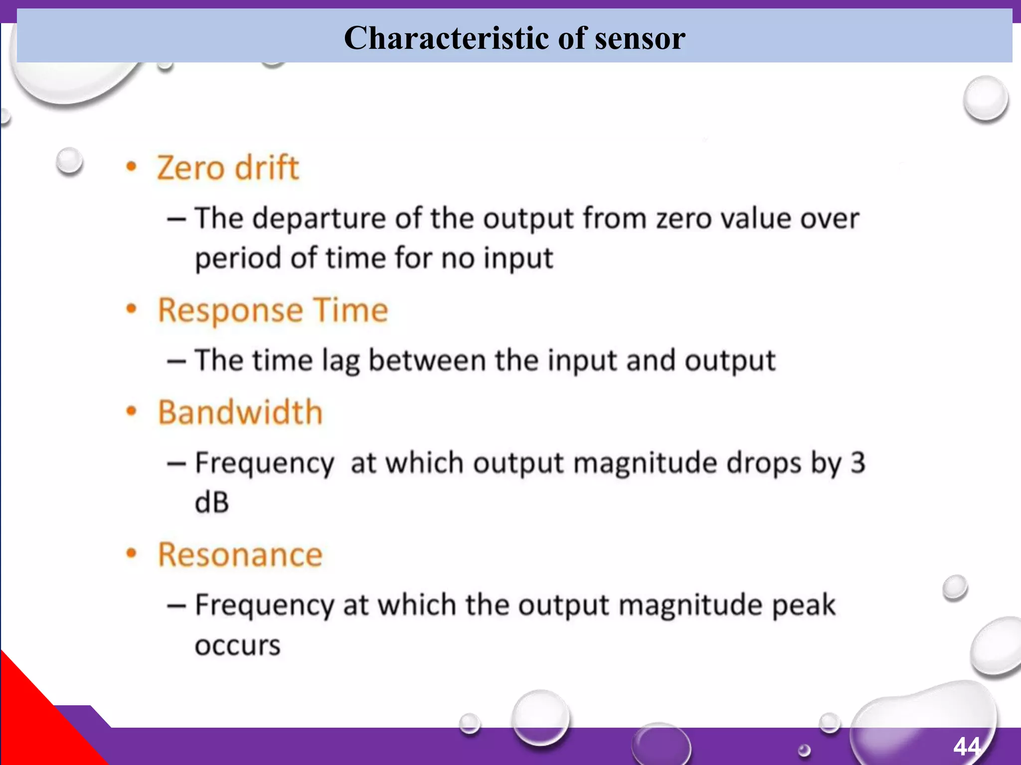 44
Characteristic of sensor
 