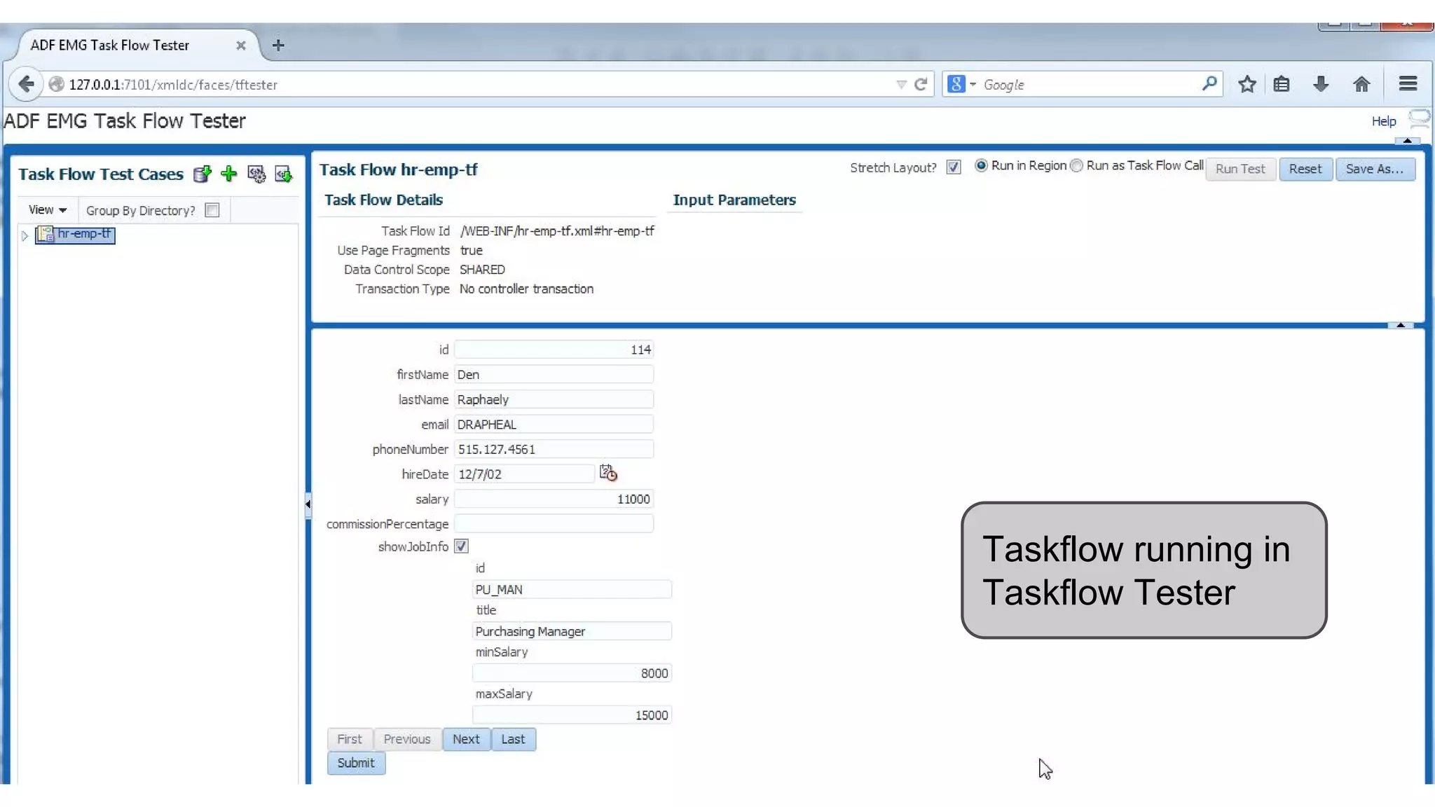 Taskflow running in Taskflow Tester 