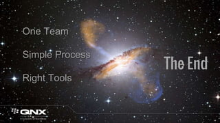 The End
One Team
Simple Process
Right Tools
 
