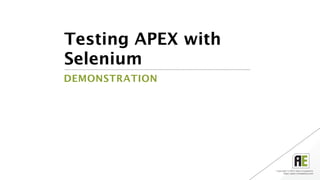 Automated testing APEX Applications | PDF