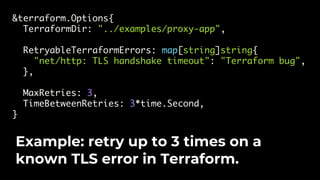How to test infrastructure code: automated testing for Terraform, Kubernetes, Docker, Packer and more Slide 168
